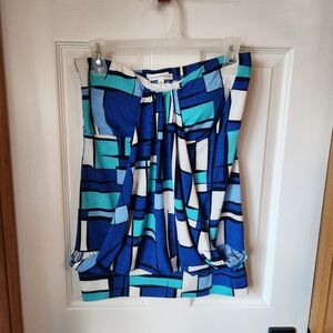 Geometric Blue and White Tank Top